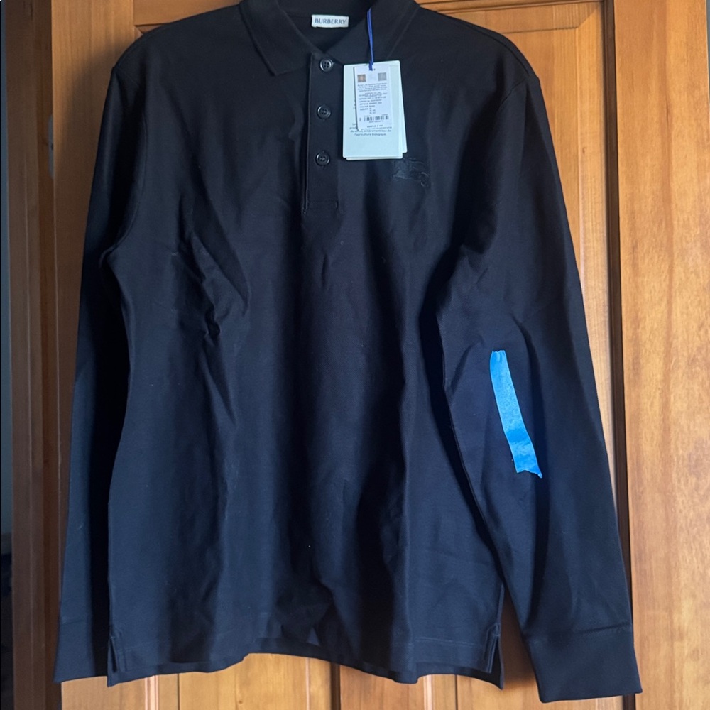 NWT Burberry Black Long Sleeve Cotton Shirt with small cuts in sleeve - Picture 15 of 16